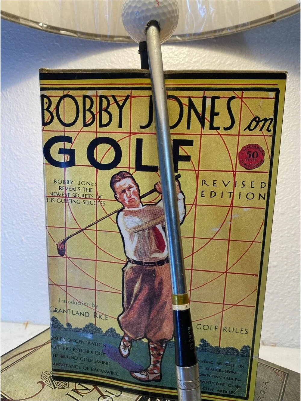 Vintage Bobby Jones Golf Lamp Plastic Still On Lampshade West Palm Beach Rare !!